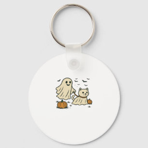Cute Halloween Ghost Walking Ghost Cat Classic T-S Key Ring