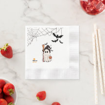 Cute Halloween Ghost Witch with Broom and Pumpkin 