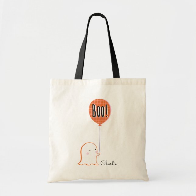 Cute Halloween Ghost with balloon Tote Bag (Front)