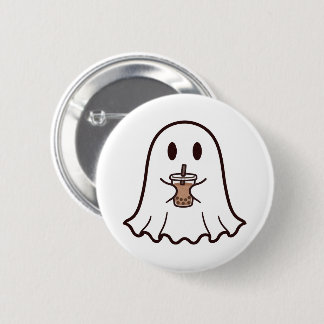 Cute Halloween Ghost With Boba 6 Cm Round Badge