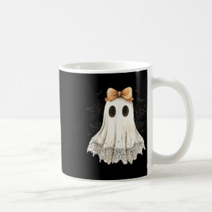 Cute Halloween Ghost With Bow Lace Spooky Style  Coffee Mug