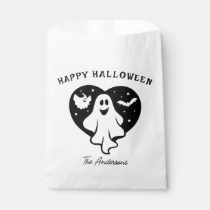 Cute Halloween Ghost With Heart And Bat Favour Bag