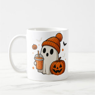 Cute Halloween Ghost with Pumpkin and Drink  Coffee Mug