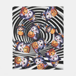 Cute Halloween Ghost with Pumpkin  Fleece Blanket