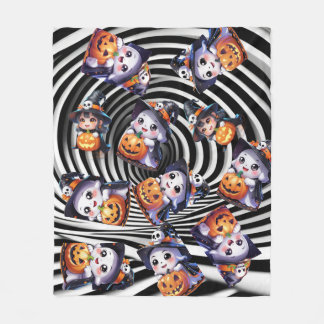 Cute Halloween Ghost with Pumpkin  Fleece Blanket