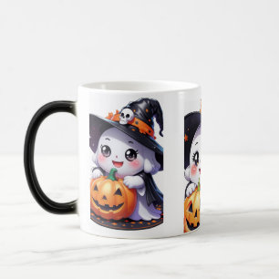 Cute Halloween Ghost with Pumpkin Magic Mug