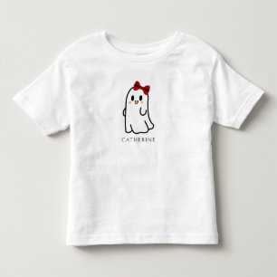 Cute Halloween Ghost With Red Bow Toddler T-Shirt