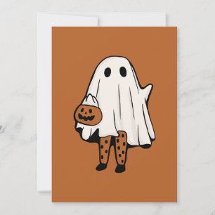 Cute Halloween Ghost with Stockings Halloween Holiday Card