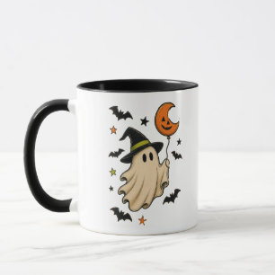 Cute Halloween Ghost with Witch Hat Mug