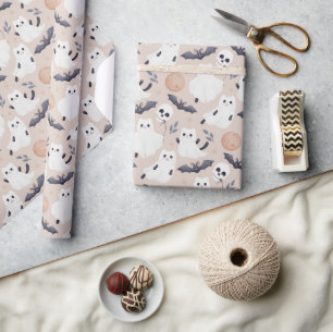 Cute Halloween Ghost Wrapping Paper   Kawaii Spook