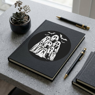 Cute Halloween Ghosts and Cats Classic Round Sticker