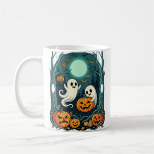 Cute Halloween Ghosts and Jack O Lantern Forest (2 Coffee Mug
