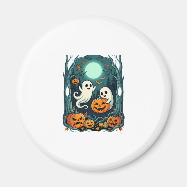 Cute Halloween Ghosts and Jack O Lantern Forest (2 Magnet (Front)