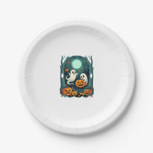 Cute Halloween Ghosts and Jack O Lantern Forest (2 Paper Plate