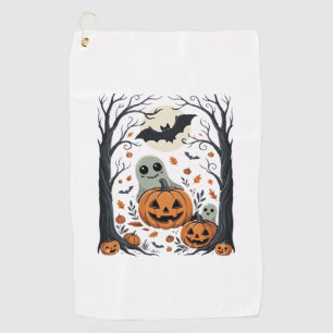 Cute Halloween Ghosts and Jack O Lantern Forest Golf Towel