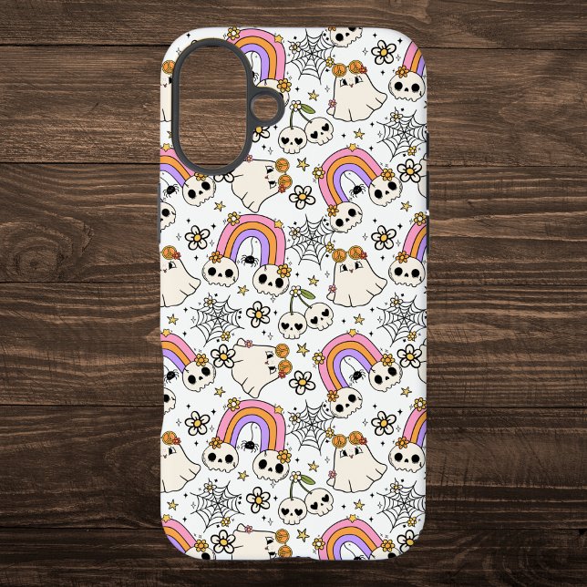 Cute Halloween Ghosts and Skulls Pattern Case-Mate iPhone Case (Creator Uploaded)