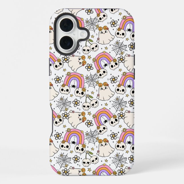 Cute Halloween Ghosts and Skulls Pattern iPhone Case (Back)