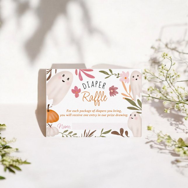 Cute Halloween Ghosts diaper raffle baby shower Enclosure Card (Cute Halloween Ghosts diaper raffle baby shower Enclosure Card)