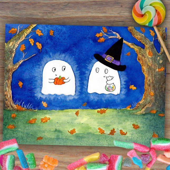 Cute Halloween ghosts postcard by Nicole Janes (Creator Uploaded)