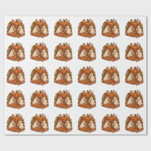 Cute Halloween Ghosts Pumpkin Autumn Picnic Spooky Wrapping Paper