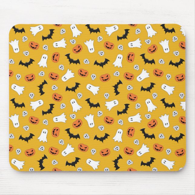 Cute Halloween Ghosts, Pumpkins, Skulls, Bats  Mouse Pad (Front)