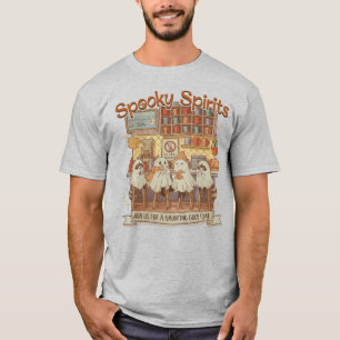 Cute Halloween Ghosts Raccoons Pumpkin Spice Cafe  T-Shirt