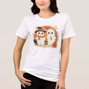 Cute Halloween Ghosts T-Shirt Tri-Blend Shirt