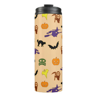 Cute Halloween ghosts witches doodle Pattern Thermal Tumbler