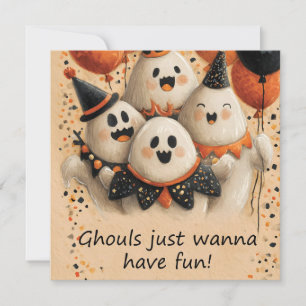 Cute Halloween Ghosts with Text Card