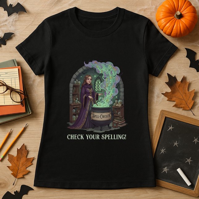 Cute Halloween Gift for Teachers Spell-Chequered  T-Shirt (Creator Uploaded)