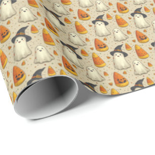 Cute Halloween Gift Wrapping Paper Ghosts Kids