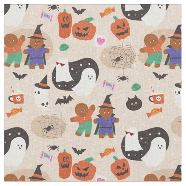 cute halloween gingerbread man vampire fabric (Close Up)