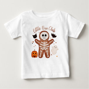 Cute Halloween Gingerbread Skeleton Little Boo Baby T-Shirt