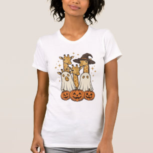 Cute Halloween Giraffe Ghost Pumpkin Shirt Design_