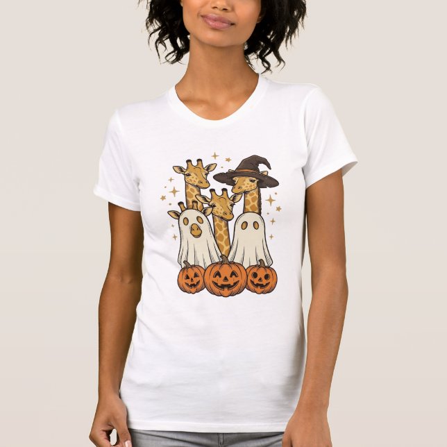 Cute Halloween Giraffe Ghost Pumpkin Shirt Design_ (Front)