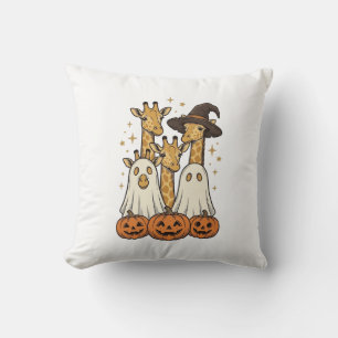 Cute Halloween Giraffe Ghost Pumpkin Shirt Design_ Cushion