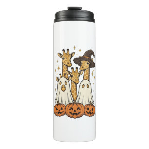 Cute Halloween Giraffe Ghost Pumpkin Shirt Design_ Thermal Tumbler