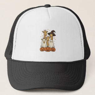 Cute Halloween Giraffe Ghost Pumpkin Shirt Design_ Trucker Hat