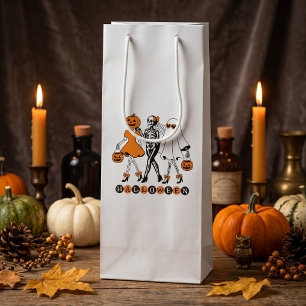 Cute Halloween Girls Skeleton Ghost Pumpkin Wine Gift Bag
