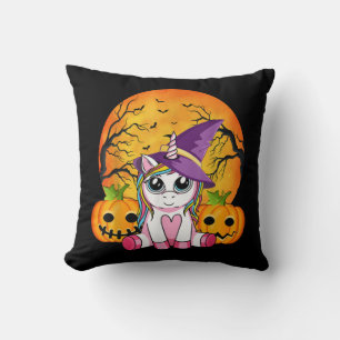 Cute Halloween Girls Witchy Unicorn Halloween Cushion