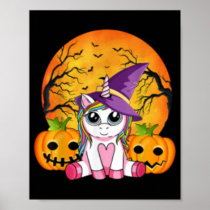 Cute Halloween Girls Witchy Unicorn Halloween Poster