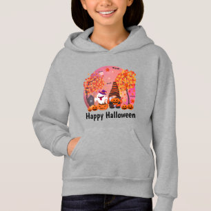 Cute Halloween Gnome And Ghost With Text Hoodie