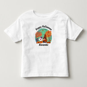 Cute Halloween Gnome And Ghost With Text Toddler T-Shirt