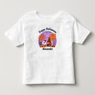 Cute Halloween Gnome And Ghost With Text Toddler T-Shirt