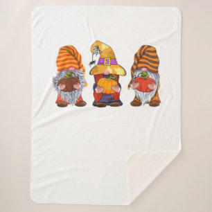 Cute Halloween Gnomes Autumn Pumpkins Fall Holiday Sherpa Blanket