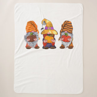 Cute Halloween Gnomes Autumn Pumpkins Fall Holiday Sherpa Blanket