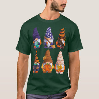 Cute Halloween Gnomes Autumn Pumpkins Fall Holiday T-Shirt