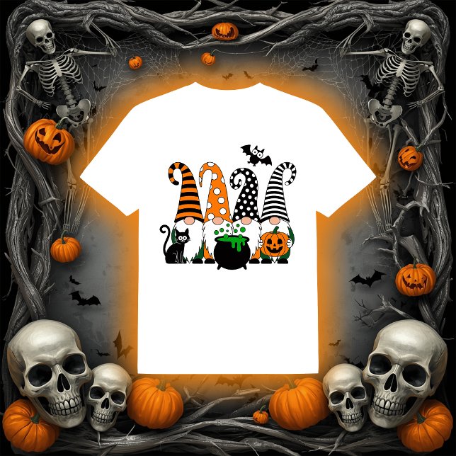 Cute Halloween Gnomes with Cauldron and Pumpkin T-Shirt (Creator Uploaded)