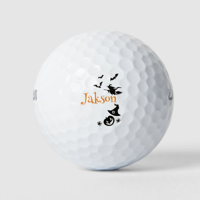 Cute Halloween Golf Balls – Personalised Pumpkin (Front)
