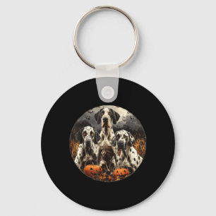 Cute Halloween Great Dane Dogs Spooky Pumpkin Key Ring